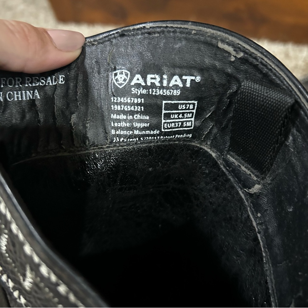 Ariat Black Heeled Boots with Gray Trim - Picture 8 of 8